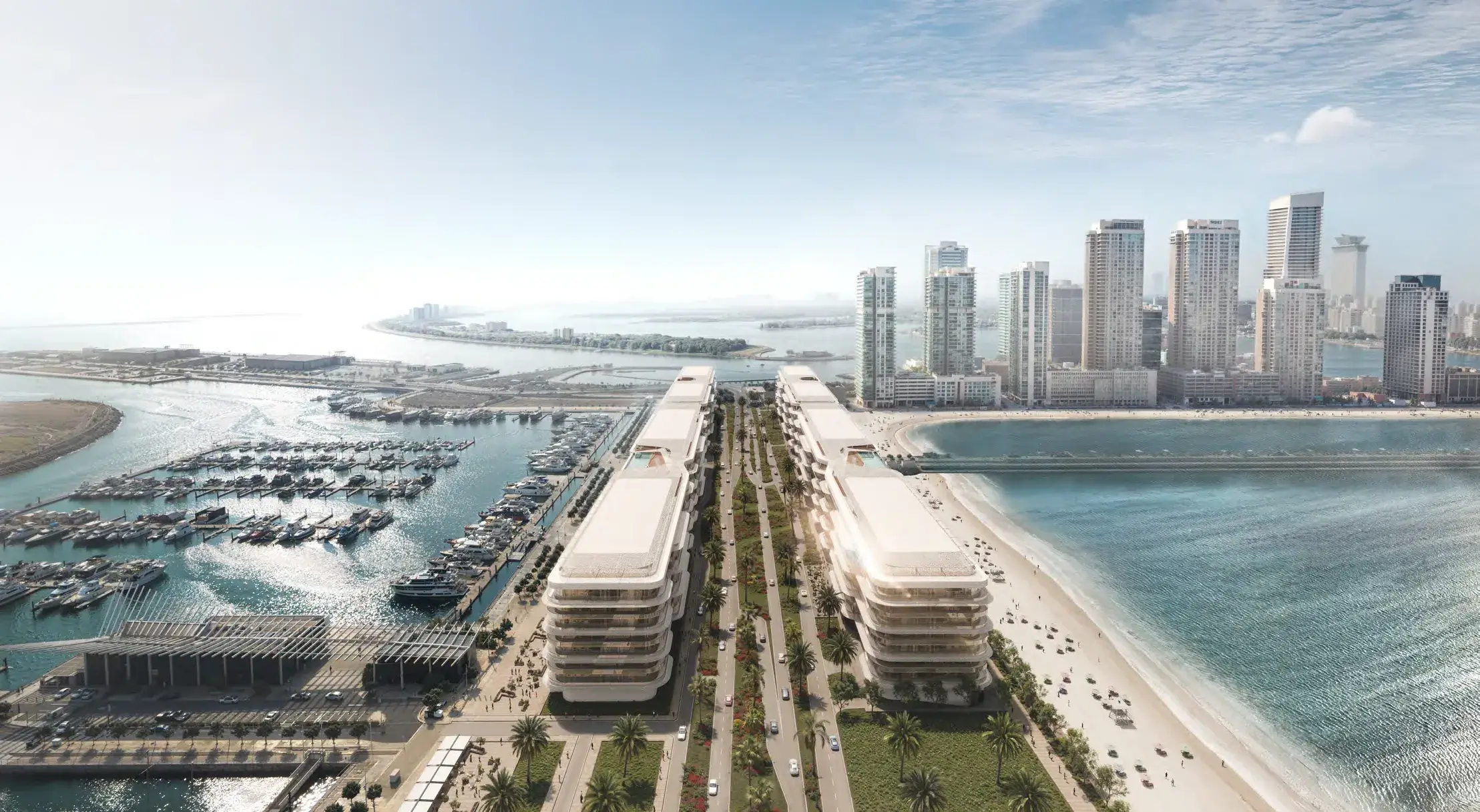 Dubai Harbour Residences – beachfront residences facing Dubai Marina skyline