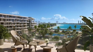 Palm Central waterfront terrace with panoramic sea views